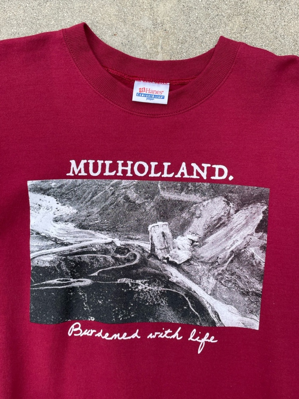 Rare Vtg Mulholland Burdened With Life Pyramid Rock SoCal LA 90s Sweater Size L